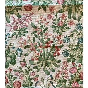 Pair Liberty William Morris Style Faux Cross-stitch Floral Fabric Cream Colorway